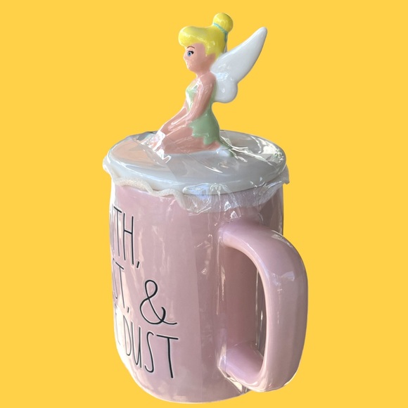 Rae Dunn Disney Tinker Bell - Faith Trust & Pixie Dust Mug With Topper. NWT. - Picture 2 of 6